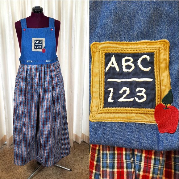 School Teacher Jean Jumper Dress 